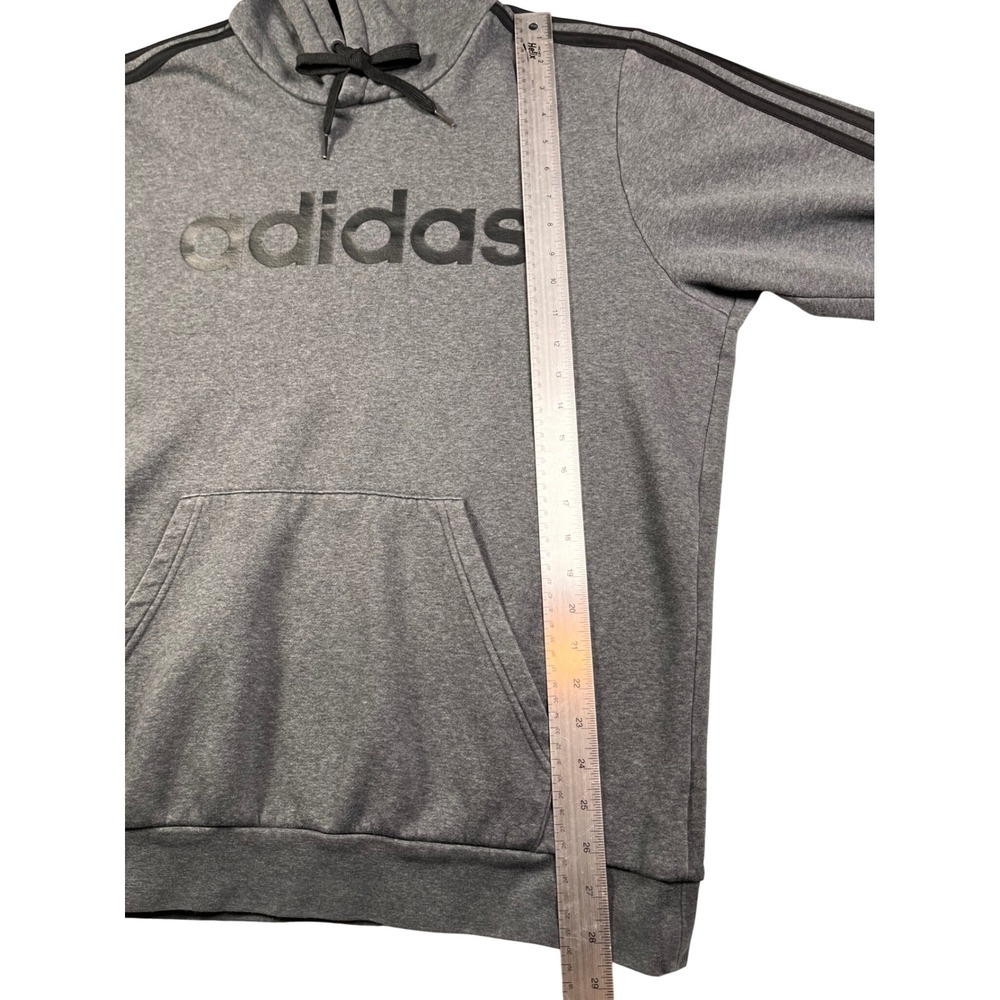 Adidas Gray Pullover Hoodie Sweatshirt Mens LargeTonal Logo Pocket‎ - Picture 3 of 7